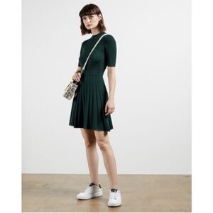 Ted Baker Olivinn Mix Stitch (green/marigold) Half Sleeve Sweater/Skater Dress